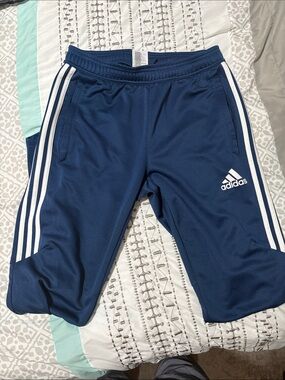 adidas Navy Blue Youth Three-Stripe Joggers